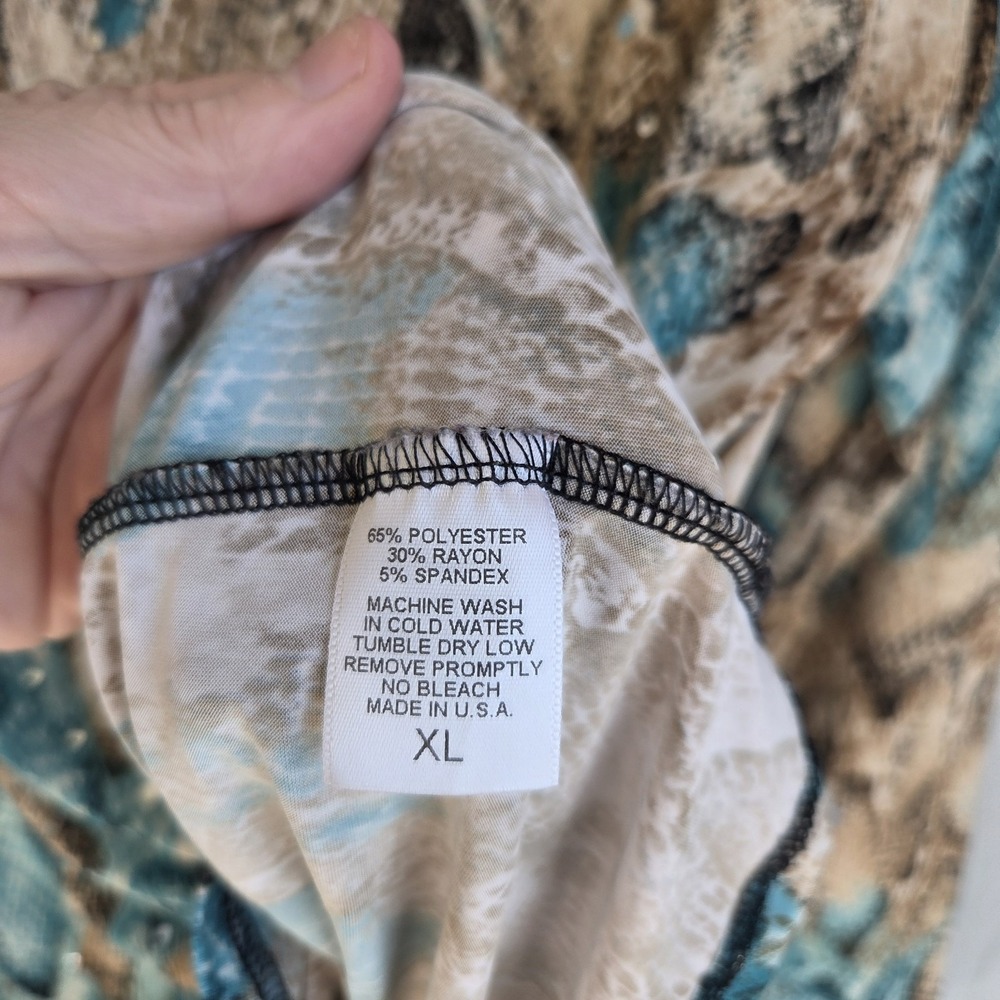 Cover Charge Womens XL Snakeskin Top Asymmetrical Tunic Sequin Liquid Knit Y2K - Picture 7 of 9